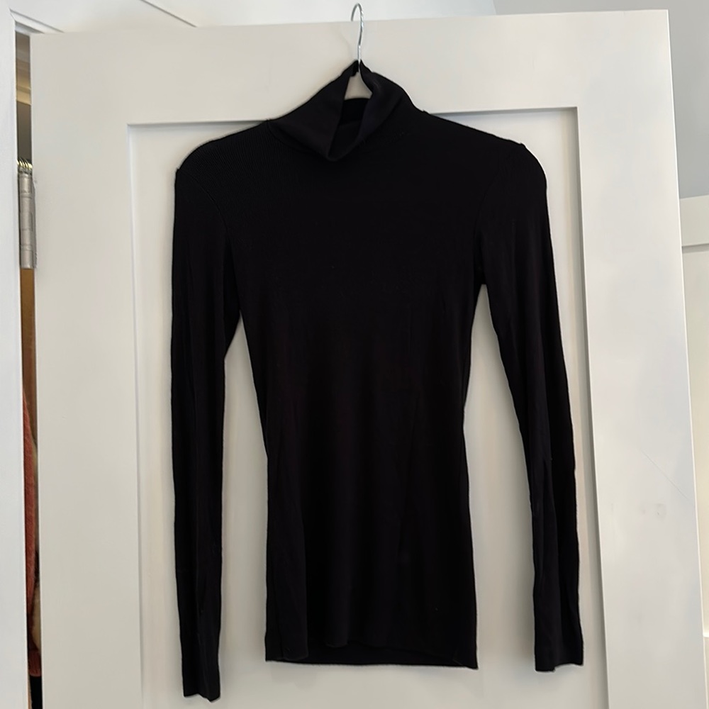 Wilfred Ribbed Black Fitted Turtle Neck
